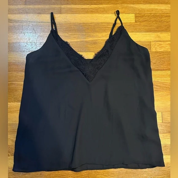 *last chance* Socialite | Women’s black tank top with lace v-neck - Picture 1 of 16